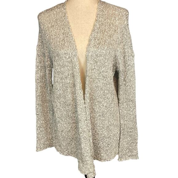 Eileen Fisher 100% Cotton Open Front Long Sleeve Gray Cardigan Small - Picture 1 of 6